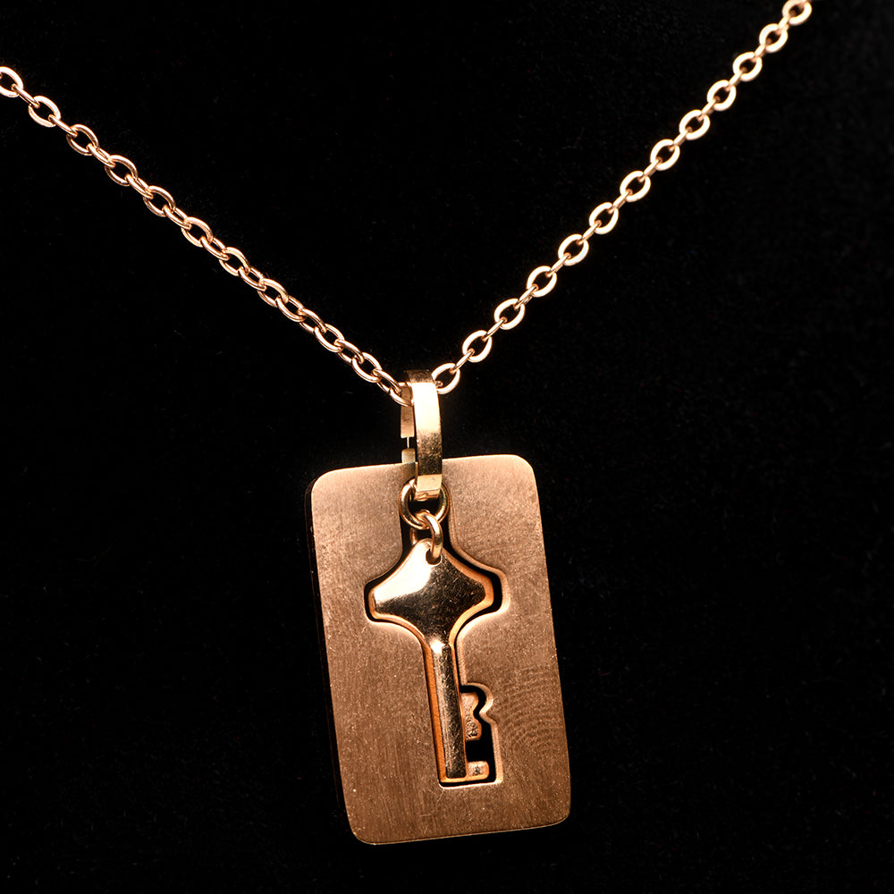 Master Series Cuffed Locking Bracelet & Key Necklace Rose Gold