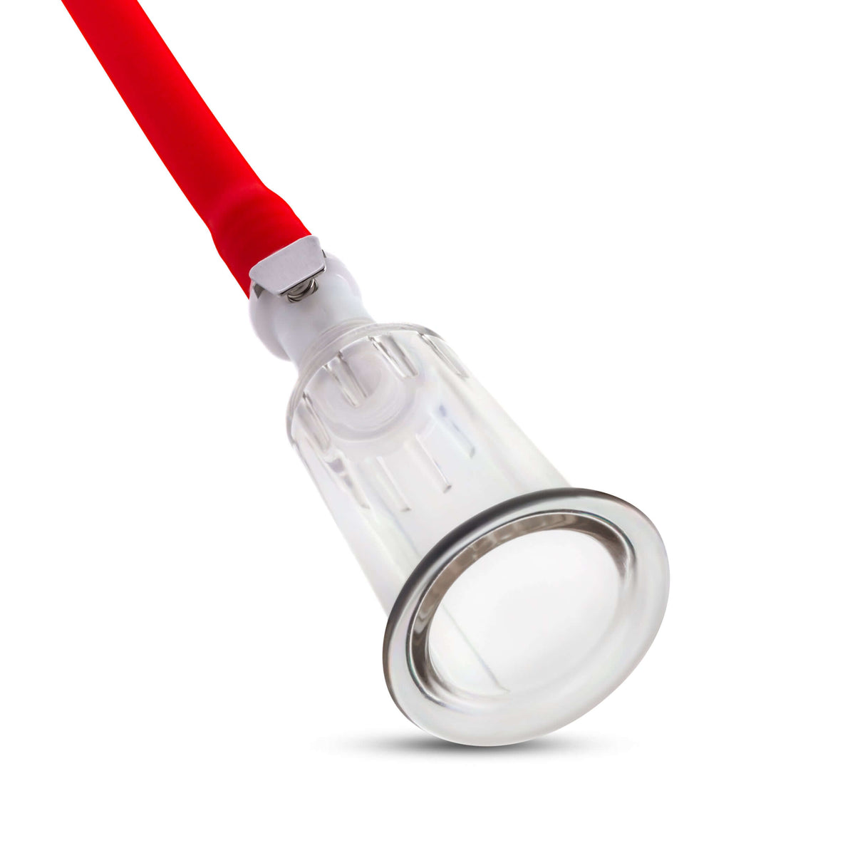 Temptasia Clit Cylinder 1.2 Inch Diameter Clear with red hose for enhanced sensitivity and circulation support.