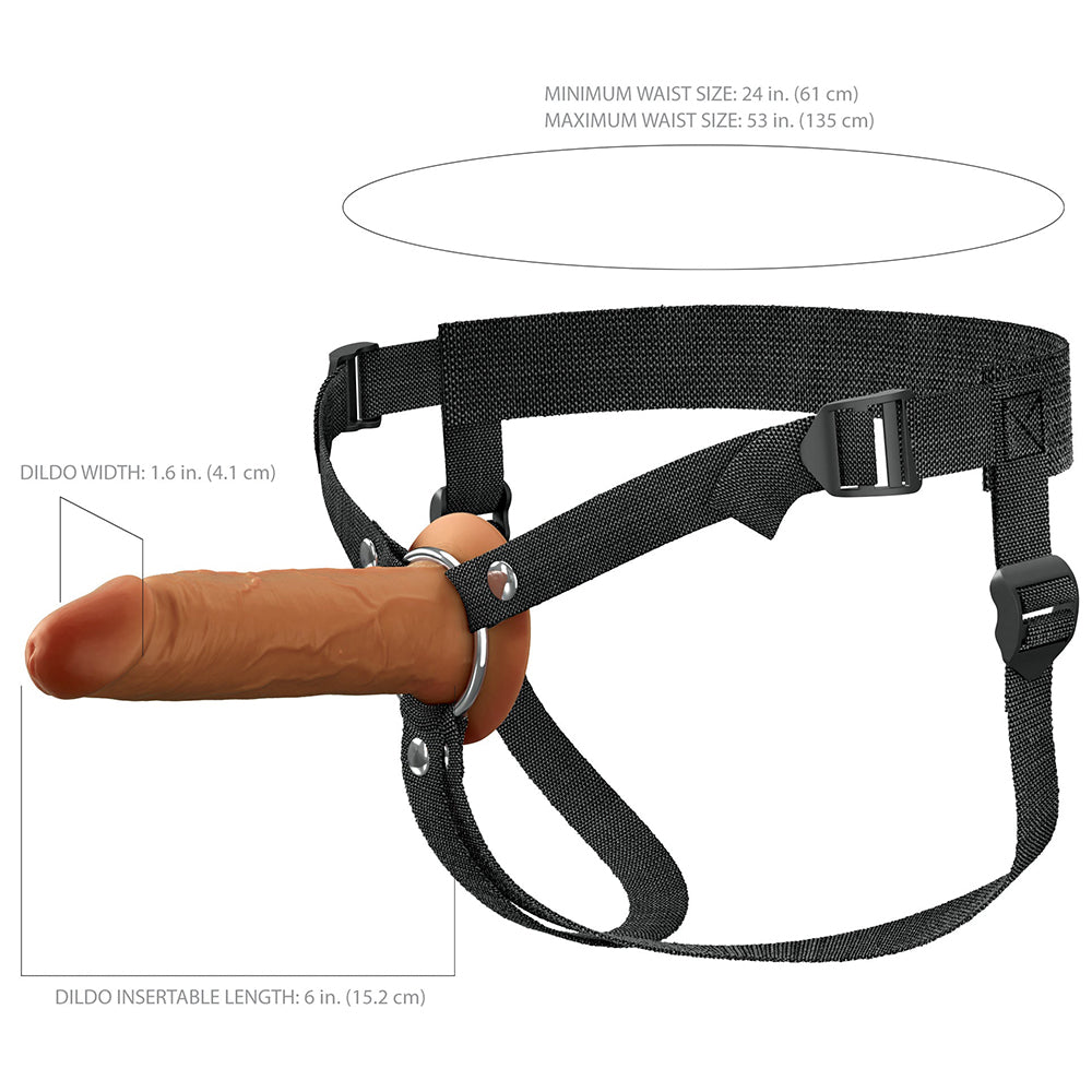 Fantasy X-Tensions Elite Hollow Silicone Strap-On 6 inches Brown