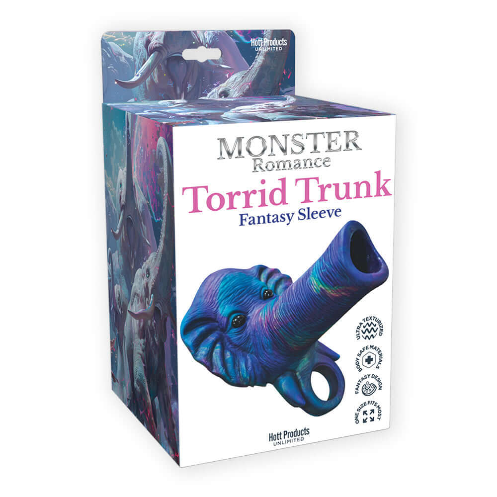 Monster Romance Torrid Trunk Fantasy Sleeve packaging showcasing unique elephant trunk design, perfect for intimate play.