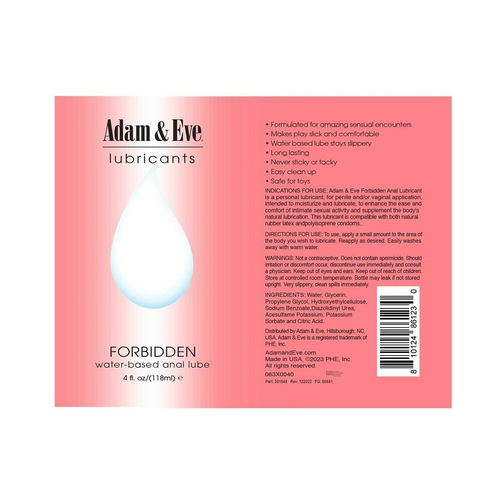 Adam & Eve Forbidden Water-Based Anal Lubricant 4 oz