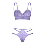 Magic Silk Sheer Passion Demi Bra & High Cut Tanga Very Peri Queen Size