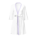 Magic Silk Sheer Passion Flutter Sleeve Robe White/Lavender S/M