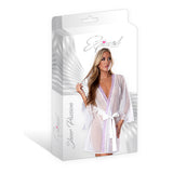 Magic Silk Sheer Passion Flutter Sleeve Robe White/Lavender S/M