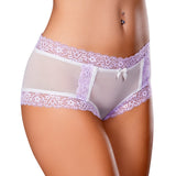 Magic Silk Sheer Passion Cheeky Hipster Boy Short White/Lavender L/XL