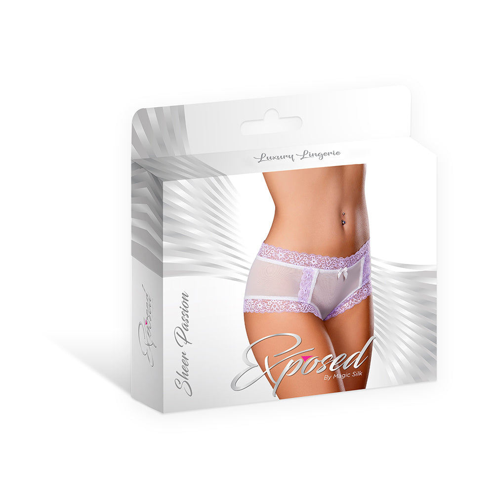 Magic Silk Sheer Passion Cheeky Hipster Boy Short White/Lavender L/XL