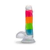 Neo Elite Glow-in-the-Dark Rainbow Rave 6.5 inches Silicone Dual Density Dildo
