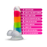 Neo Elite Glow-in-the-Dark Rainbow Rave 6.5 inches Silicone Dual Density Dildo