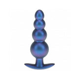 Ouch! Smooth Silicone Beaded Anal Plug 4.6 inches Metallic Blue