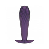 Ouch! Smooth Silicone Ribbed Anal Plug 4.6 inches Metallic Purple
