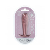 Ouch! Smooth Silicone Ribbed Anal Plug 4.6 inches Rose Gold