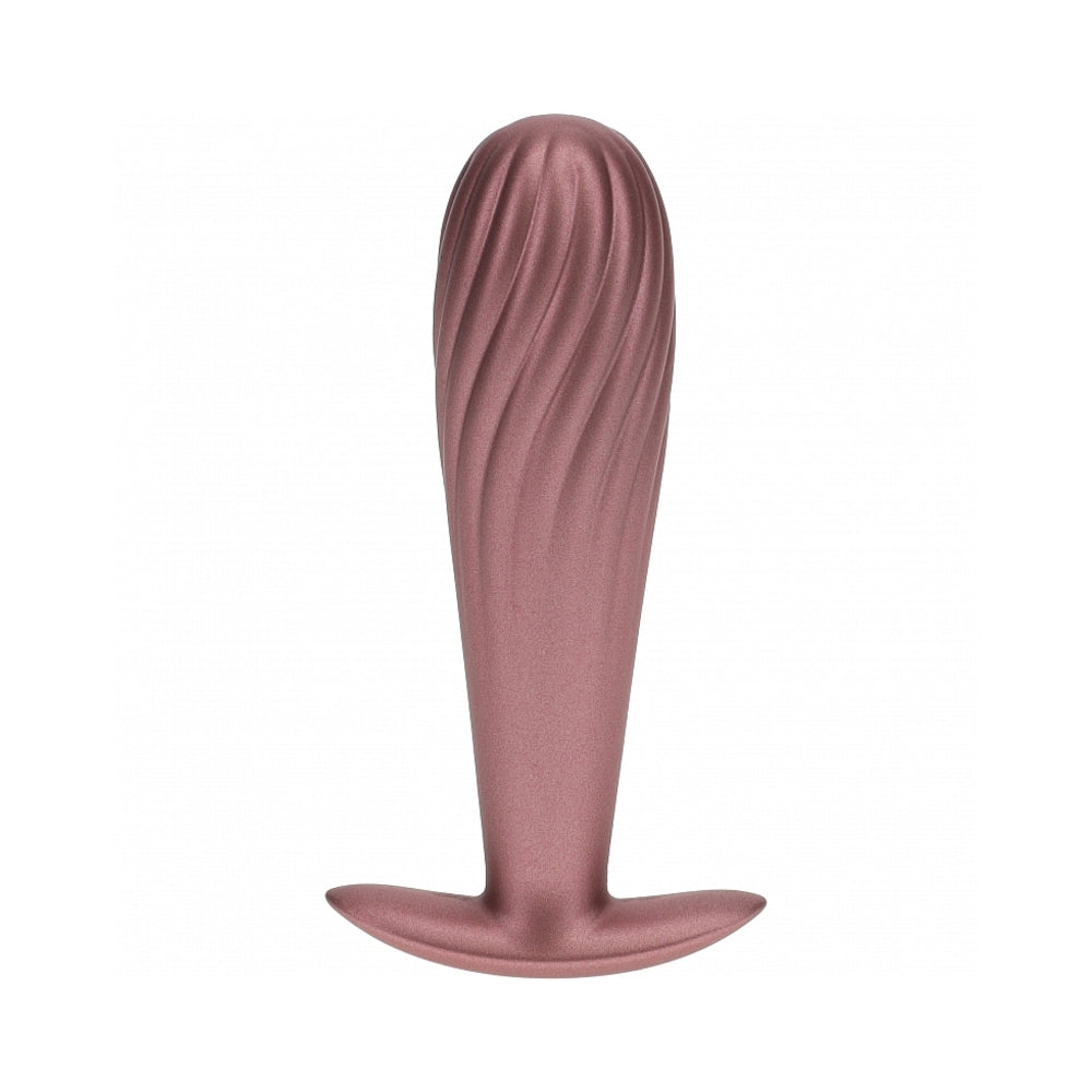 Ouch! Smooth Silicone Ribbed Anal Plug 4.6 inches Rose Gold