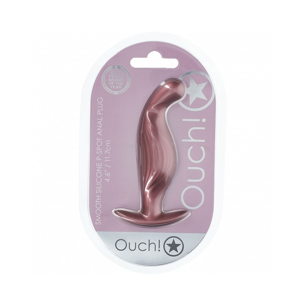 Ouch! Smooth Silicone P-Spot Anal Plug 4.6 inches Rose Gold