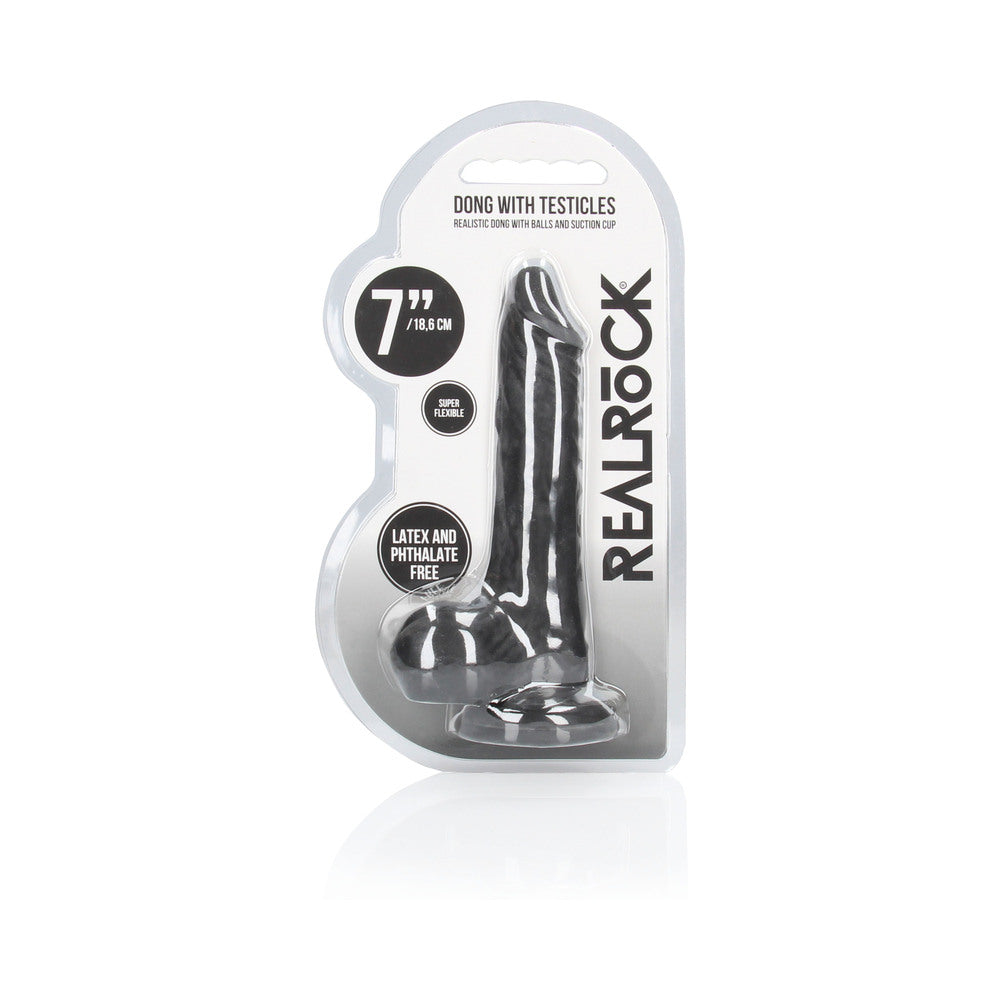 RealRock Realistic Dildo with Balls 7 inches Black
