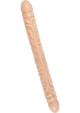 Classic Double Header Dildo 18 inch Vanilla shown in a lifelike design with textured shaft and dual heads.