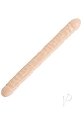 Classic Double Header Dildo 18 inch Vanilla features a realistic design with lifelike heads on each end for dual pleasure.
