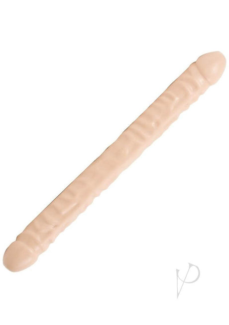Classic Double Header Dildo 18 inch Vanilla features a realistic design with lifelike heads on each end for dual pleasure.