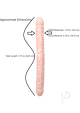 Classic Double Header Dildo 18 inch Vanilla dimensions: Total length 17.5 in, width 1.75 in, circumference 5.75 in.