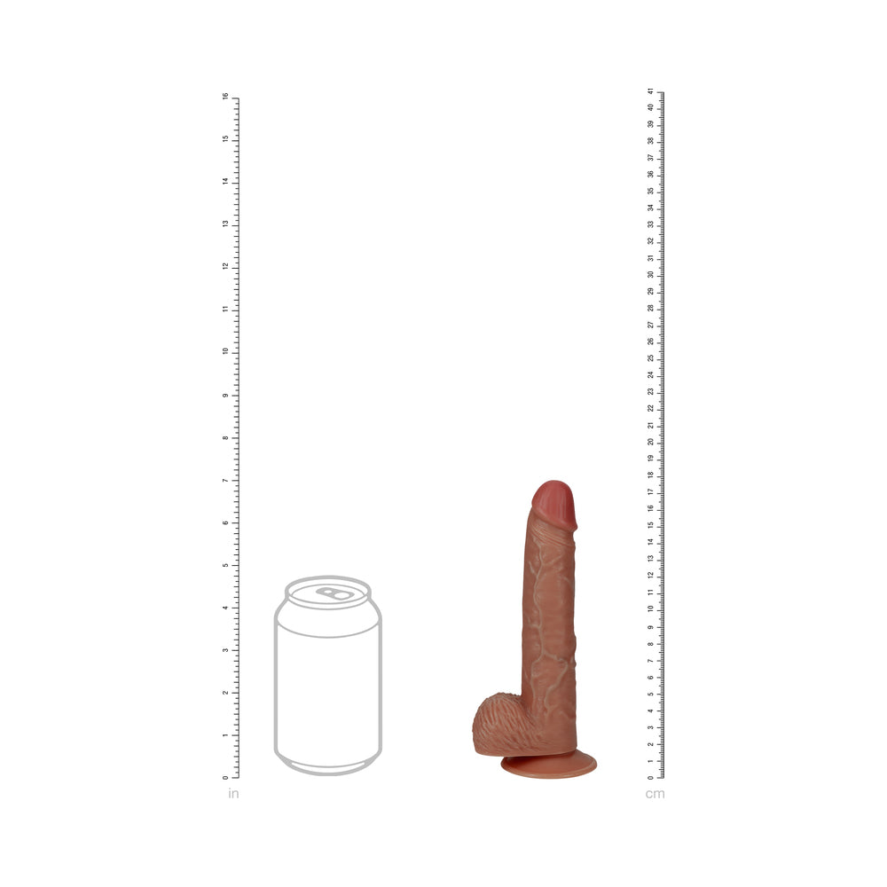 RealRock 7 inches Vibrating Cock with Balls Regular Straight Tan