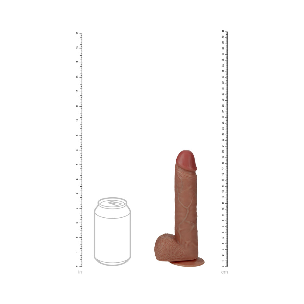 RealRock 8 inches Vibrating and Rotating Cock with Balls Regular Straight Tan