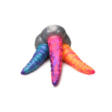 Creature Cocks Tentacle Trio Silicone Dildo featuring vibrant tentacles in orange, pink, and blue for fantasy fun.
