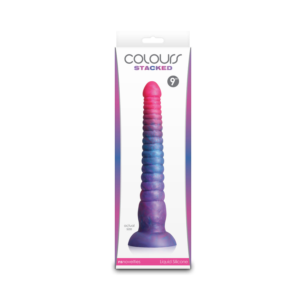 Colours Stacked 9 inches Dildo Pink/Blue