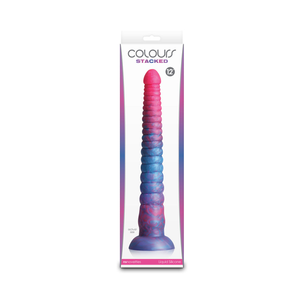 Colours Stacked 12 inches Dildo Pink/Blue
