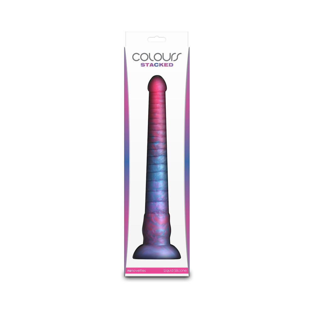 Colours Stacked 12 inches Dildo Pink/Blue