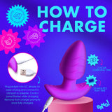 BANG! Rotating & Vibrating Silicone Butt Plug with Remote Purple