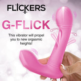 Flickers G-Flick Flicking G-Spot Rechargeable Silicone Vibrator with Remote Control - Pink