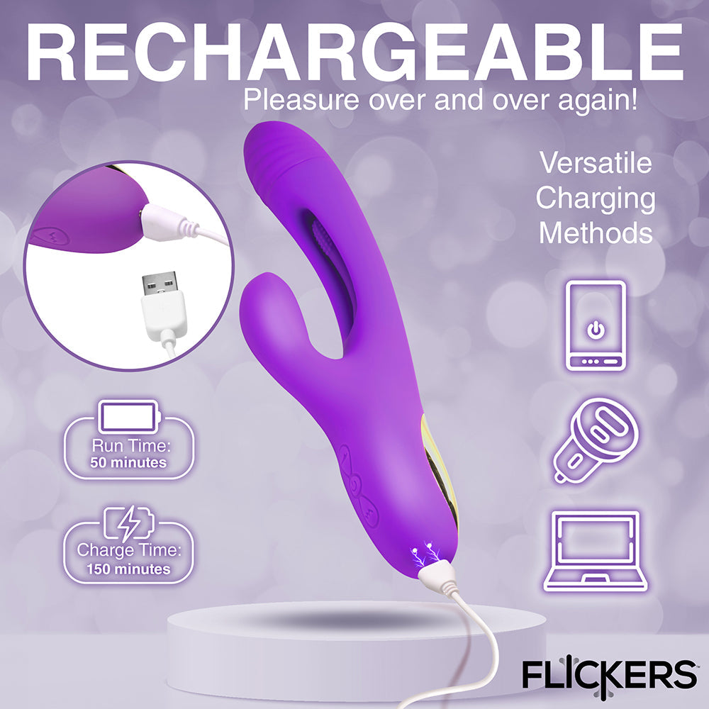Flickers Tri-Flick Flicking Silicone Rabbit Vibrator