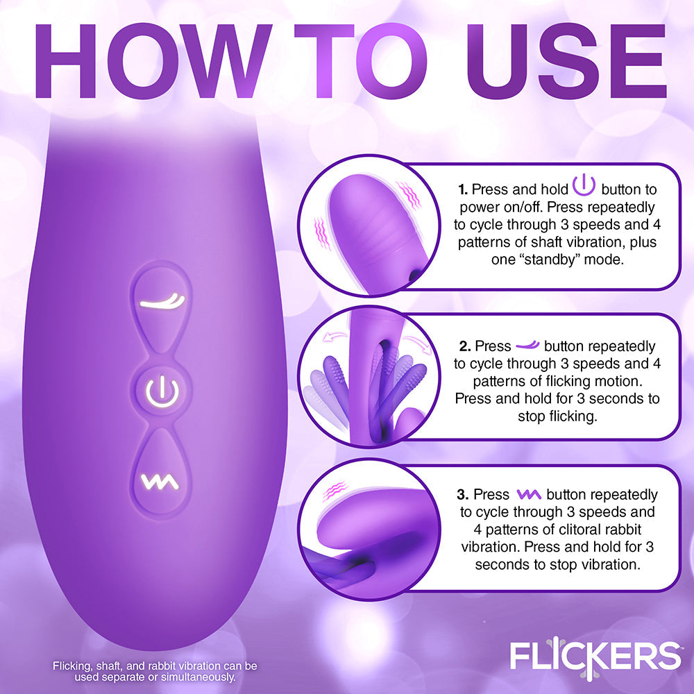 Flickers Tri-Flick Flicking Silicone Rabbit Vibrator