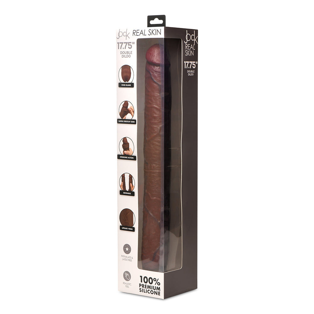 JOCK Real Skin 17.75 inches Double Dildo Dark