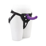 Together Tilt 7 inches Vibrating Silicone Dildo & Harness Set Purple
