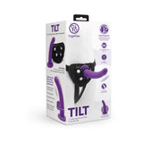 Together Tilt 7 inches Vibrating Silicone Dildo & Harness Set Purple