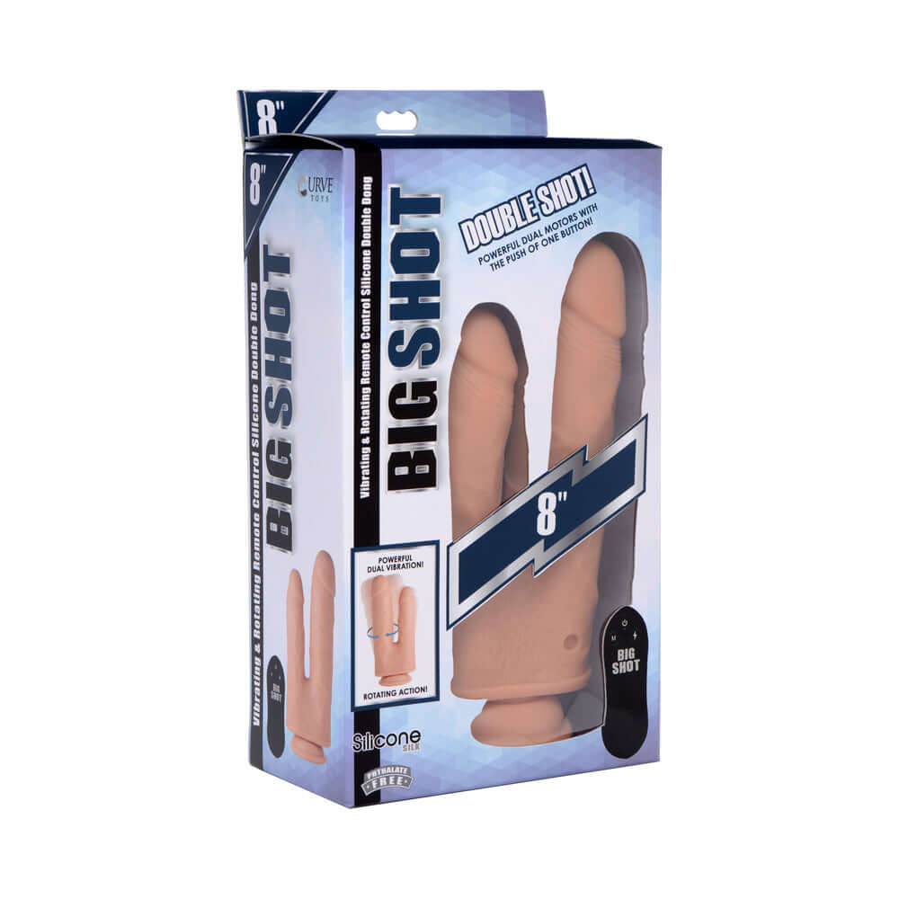 Big Shot Double Shot 8 inches Vibrating & Rotating Double Dong with Remote