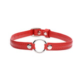 Master Series Fiery Pet Leather Choker with Silver Ring