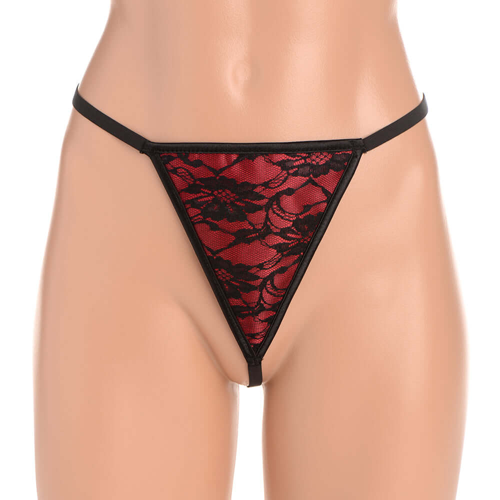 Master Series Scarlet Seduction Lace-up Corset & Thong L