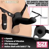 Size Matters 2 in. Erection 28X Smooth Remote Vibrating Silicone Sheath Black