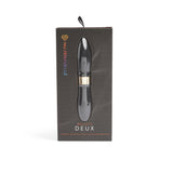 Nu Sensuelle Deux Bullet Vibrator Black in packaging featuring sleek design and dual ends for customizable pleasure.