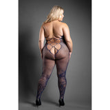 Fantasy Lingerie Sheer Legendary Crotchless High Neck Dragon Pattern Bodystocking Queen Size