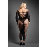 Fantasy Lingerie Sheer Premonition Crotchless Long Sleeve Footless Bodystocking Queen Size