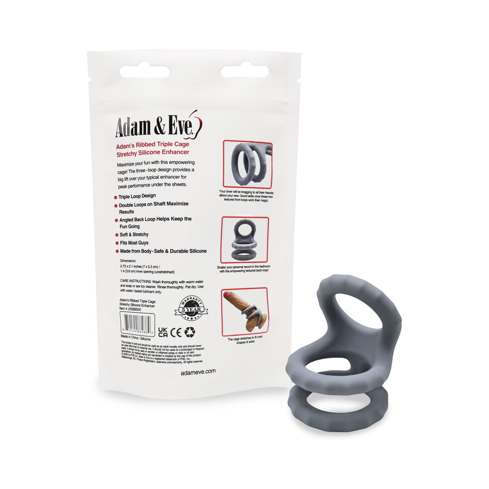 Adam & Eve Adam's Ridged Triple Cage (Bag Packaging)