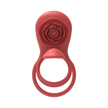 Adam & Eve Vibrating Rose Girth Enhancer Couples Triple Stimulator with rose design and dual rings.