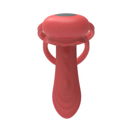 Adam & Eve Vibrating Rose Girth Enhancer Couples Triple Stimulator in vibrant design and stimulating shape.