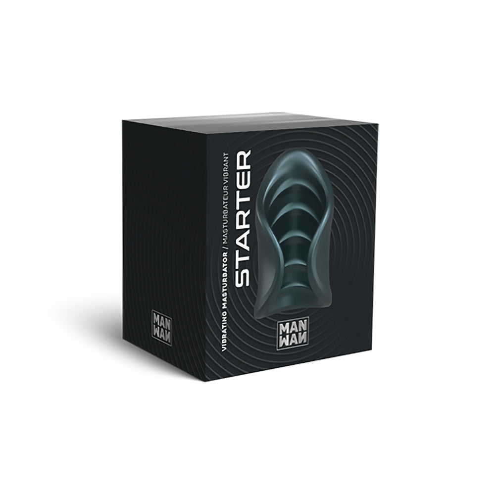 MAN WAN Starter Travel Size Silicone Vibrating Masturbator Pine Grey