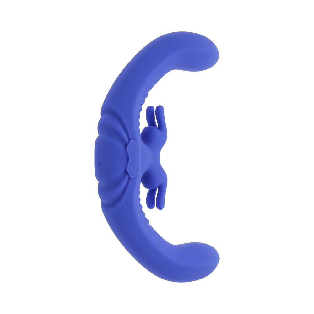 Evolved Lovebirds Rechargeable Silicone Remote-Controlled Dual-Ended Vibrator Blue