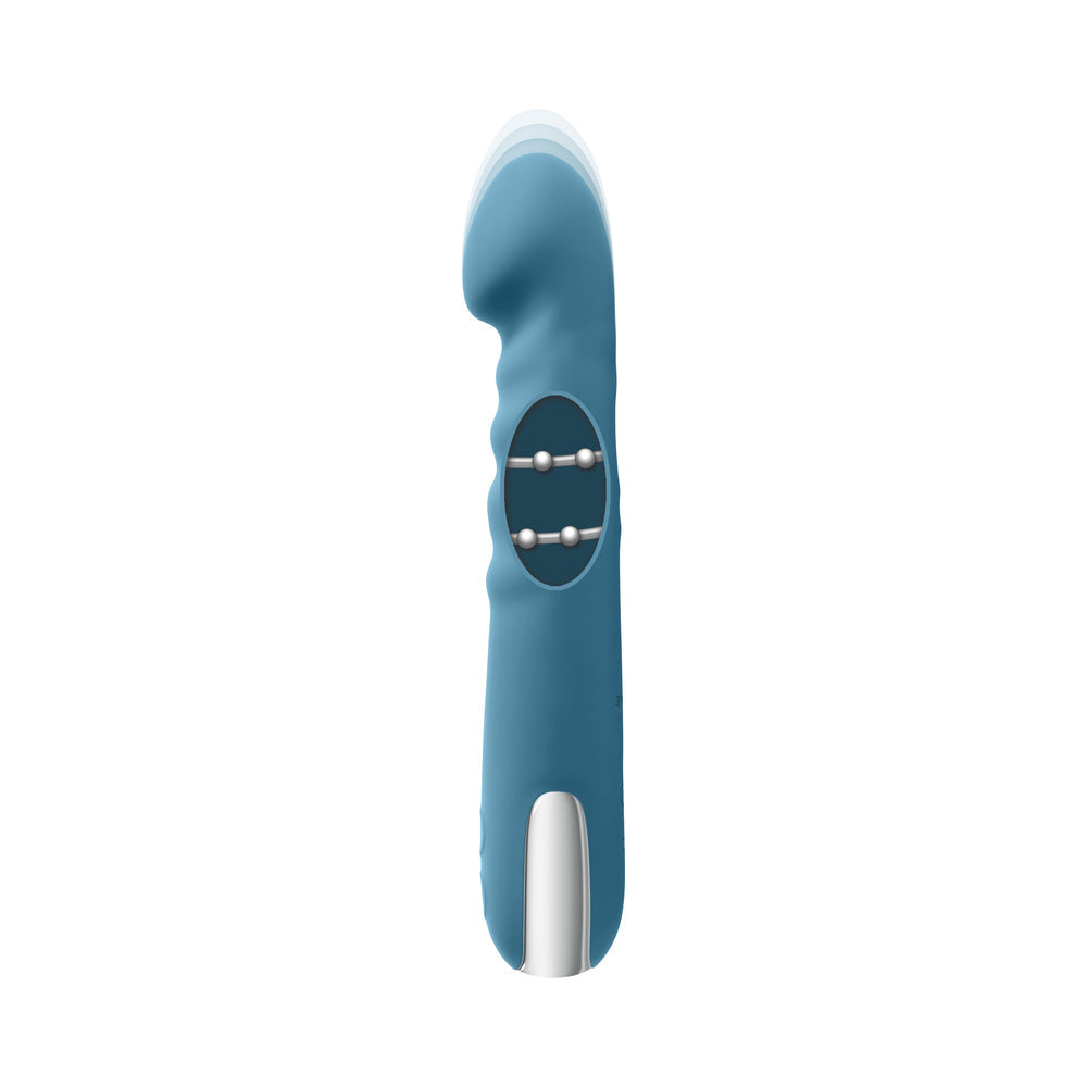 Evolved Queen Of All Trades Rechargeable Silicone Thrusting and Rotating Vibrator Teal