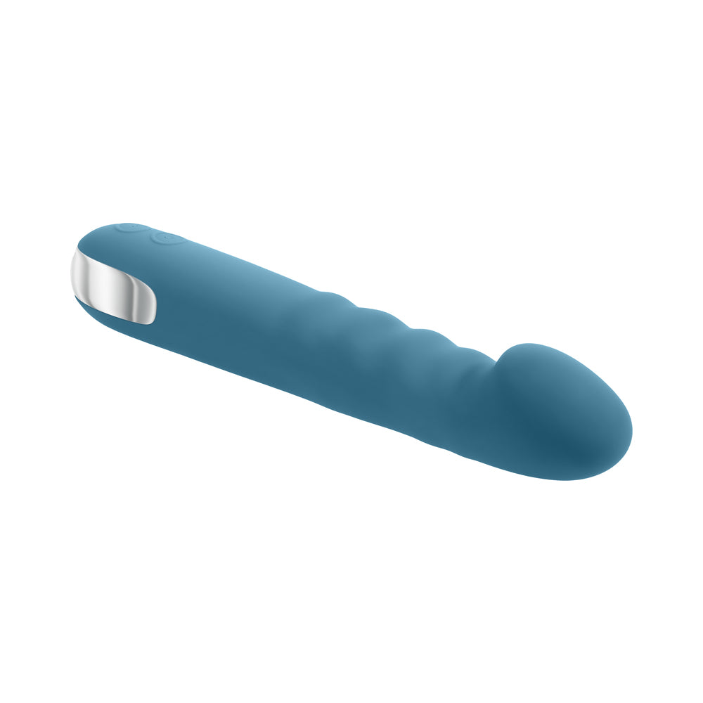 Evolved Queen Of All Trades Rechargeable Silicone Thrusting and Rotating Vibrator Teal