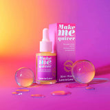 Love to Love Make Me Quiver Clitoral Arousal Serum 1 Oz in a vibrant packaging with colorful droplets and spheres.
